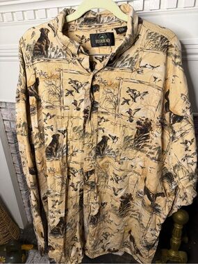 RedHead Beige Hunting Scene Lightweight Overshirt